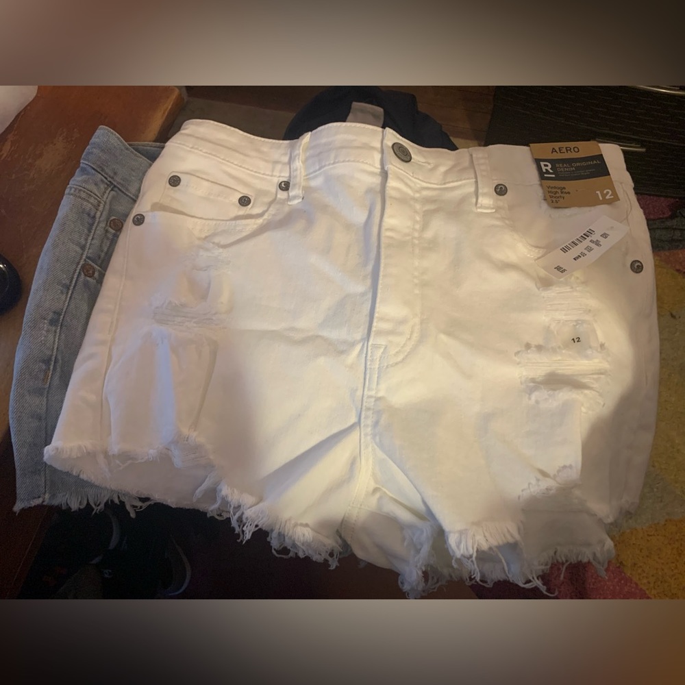 White and blue denim shorts (size 12-two pairs)